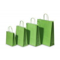 Paper Carrier Bags Green 26+12x35cm Kraft 90 grams (50 pieces) [PAM2635GR]