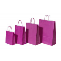 Paper Carrier Bags Pink 26+12x35cm Kraft 90 grams (50 pieces) [PAM2635P]