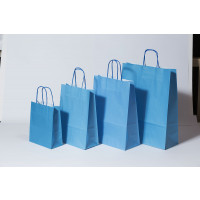 Paper Carrier Bags Blue 32+12x41cm Kraft 100 grams (50 pieces) [PAM3241BL]