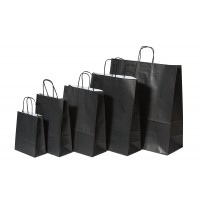 Paper Carrier Bags Black 18+8x22cm Kraft 90 grams (50 pieces) [PAM1822BK]