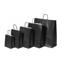 Paper Carrier Bags Black 26+12x35cm Kraft 90 grams (50 pieces) [PAM2635BK]