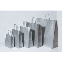 Paper Carrier Bags Silver 22+10x31cm Kraft 90 grams (50 pieces) [PAM2231SI]