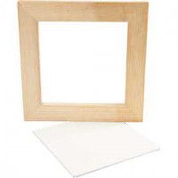 Framed Canvas Panel, outer size 20.8x20.8 cm, depth 1.5 cm, 1 pc, white, pine [HOB-226200]
