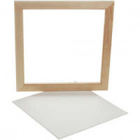 Framed Canvas Panel, outer size 35.8x35.8 cm, depth 1.5 cm, 1 pc, white, pine [HOB-226240]