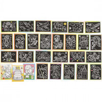 Scratch Pictures, size 9x12 cm, 96 mixed [HOB-23347]