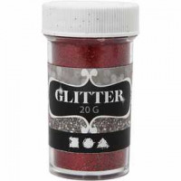 Glitter, D: 35 mm, H: 60 mm, 20 g, red [HOB-284283]
