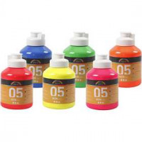 A-Color Acrylic Paint, 6x500 ml, neon colours [HOB-32600]