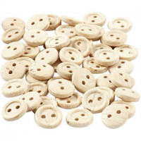 Wooden Buttons, D: 8 mm, 50 pcs [HOB-403011]