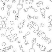 Fabric, W: 145 cm, 140 g/m2, 1 rm, white/black [HOB-443210]