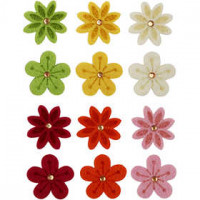 Felt Flowers, D: 30 mm, thickness 2.5 mm, 120 pcs [HOB-450761]