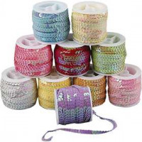 Sequined Ribbon, W: 6 mm, 10x10 m, mother of pearl colours [HOB-52224]