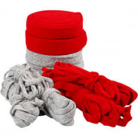 Knitted Tube, W: 10-40 mm, 50 m, grey, red [HOB-53289]