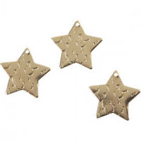 Star, D: 15 mm, hole size 1 mm, 4 pcs, gold-plated [HOB-60569]