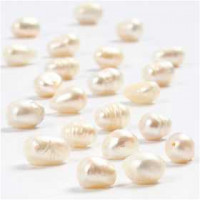 Freshwater Pearls, D: 4 mm, hole size 1 mm, 40 cm, mother-of-pearl [HOB-631750]