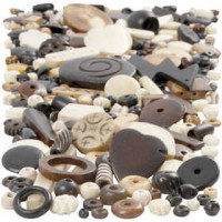 Bone Bead Mix, size 5-30 mm, hole size 1-2 mm, 300 g [HOB-68421]