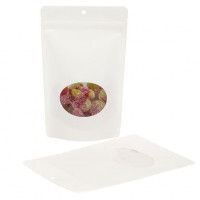 Stand Up Pouches Compostable Kraft White with oval Window 14.9x8.9x23.2cm | 312 grams (100 pieces) [ZBGEO7W]
