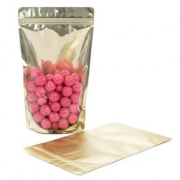 Stand Up Pouches Transparent/Matt Gold 17.1x8.9x28.6cm | 340 grams (100 pieces) [ZBGMG4]