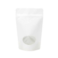 Stand Up Pouches Pearl White with oval Window 13x8x20.5cm (100 pieces) [ZBGO3P]