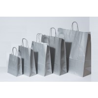 Paper Carrier Bags Silver 18+8x22cm Kraft 90 grams (50 pieces) [PAM1822SI]