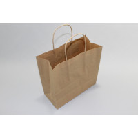 Paper Carrier Bags Brown 32x12x41cm Kraft 100 grams with twisted handles (50 pieces) [PAMB3241]