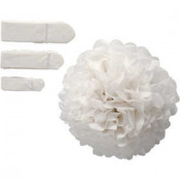 Tissue Pompons, D: 20+24+30 cm, 16 g, 3 pcs, white [HOB-20471]