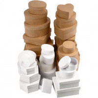 Boxes, size 6.5-18 cm, 30 pcs, brown, white [HOB-26373]