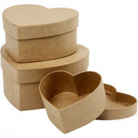 Heart Boxes, D: 10+12.5+15 cm, H: 5+6.5+7.5 cm, 3 pcs [HOB-263760]