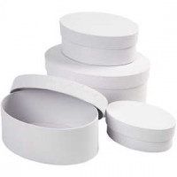 Oval Boxes, L: 10+12+14+16 cm, H: 4+5+6+7 cm, 4 pcs, white [HOB-264030]
