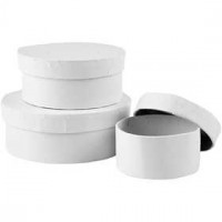 Round Boxes, D: 7+9+11 cm, H: 2.5+4+4.5 cm, 18 pcs, white [HOB-26409]
