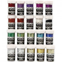 Glitter - Assortment, 20x20 g, asstd colours [HOB-28420]