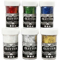 Glitter Fibres, 6x20 g, metallic colours [HOB-28424]