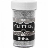Glitter, D: 35 mm, H: 60 mm, 20 g, silver [HOB-284281]