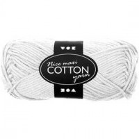 Cotton Yarn, L: 80-85 m, maxi, 50 g, white [HOB-421310]