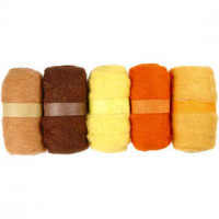 Carded Wool, 5x100 g, golden harmony [HOB-45124]