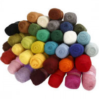 Carded Wool, 35x100 g, asstd. colours [HOB-45198]