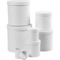 Boxes, D: 7+9 +12+14.5 +17+19.5 +22 cm, H: 7.5+10.2 +12.7+15,2 +17,7+20,2 cm, 7 pcs, white [HOB-50438]
