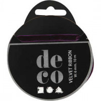 Velvet Ribbon, W: 6 mm, 10 m, dark lilac [HOB-51308]