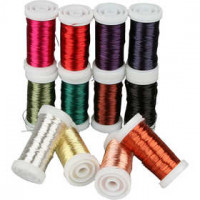 Soft Jewellery Wire - Assortment, thickness 0.5 mm, 12x50 m, asstd colours [HOB-51740]