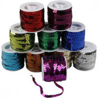 Sequined Ribbon, W: 6 mm, 10x10 m, metallic colours [HOB-52226]