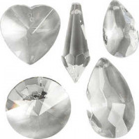 Prisms, size 30-40 mm, hole size 1.2 mm, 5 mixed, Gloss transparent [HOB-523941]