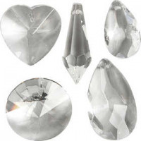 Prisms, size 30-40 mm, hole size 1.2 mm, 30 pcs, Gloss transparent [HOB-52394]