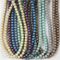 Glass Beads, D: 8 mm, hole size 1 mm, 10x55 pcs, metallic colours [HOB-69319]