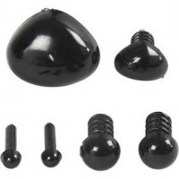Eyes and noses, D: 3+6 mm, size 8x6+14x11 mm, 20 sets, black [HOB-78281]