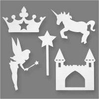 Fairy Tale, H: 13.5-27.5 cm, W: 9.5-25 cm, 16 pcs, white [HOB-95204]