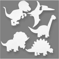 Dinosaur, H: 15-22 cm, W: 24-25 cm, 16 pcs, white [HOB-95205]