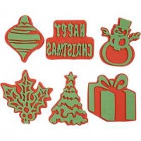 Christmas Foam Stamps,, H: 6-8 cm, W: 6-8 cm, 6 pcs [HOB-95251]