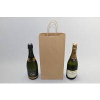 Carrier Bags for Bottles Brown 18x8x39cm + cardboard bottom Kraft 110 g/m (50 pieces) [PAWF1839]